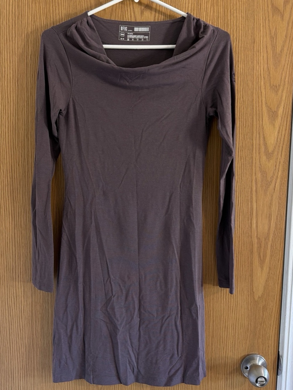 FIG Clothing Fig Safari Cowl Neck Long Sleeve Dress Purple Size M Bamboo Cotton